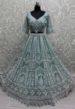 Load image into Gallery viewer, Sky Blue Net Wedding Lehenga Choli
