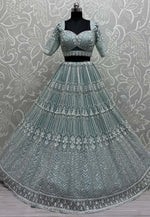 Load image into Gallery viewer, Sky Blue Net Wedding Lehenga Choli
