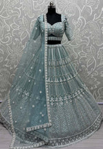 Load image into Gallery viewer, Sky Blue Net Wedding Lehenga Choli
