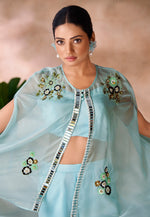 Load image into Gallery viewer, Sky Blue Organza Co-Ords Set
