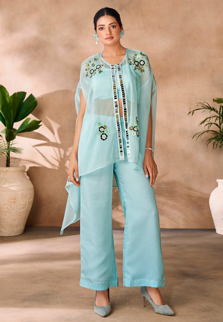 Sky Blue Organza Co-Ords Set