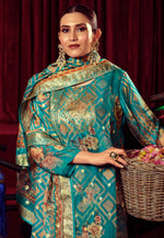 Load image into Gallery viewer, Sky Blue Organza Pakistani Suit
