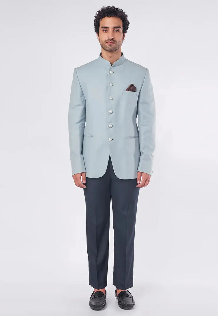 Sky Blue Rayon Jodhpuri Suit