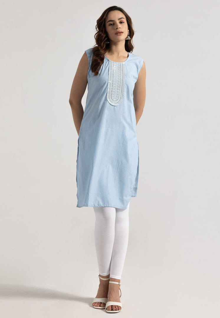 Sky Blue Rayon Kurti
