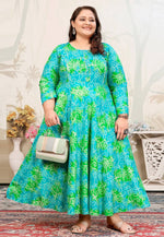 Load image into Gallery viewer, Sky Blue Rayon Printed Long Kurti
