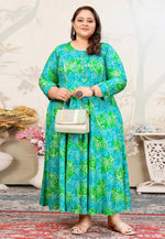 Load image into Gallery viewer, Sky Blue Rayon Printed Long Kurti
