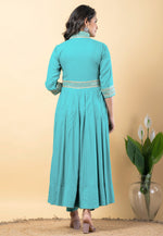 Load image into Gallery viewer, Sky Blue Rayon Readymade Pant Style Suit

