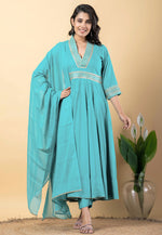 Load image into Gallery viewer, Sky Blue Rayon Readymade Pant Style Suit
