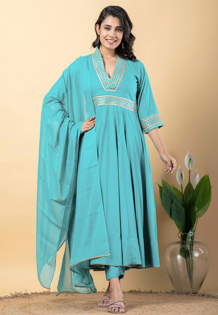 Sky Blue Rayon Readymade Pant Style Suit