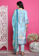 Load image into Gallery viewer, Sky Blue Satin Pakistani Suit
