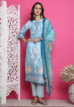 Load image into Gallery viewer, Sky Blue Satin Pakistani Suit
