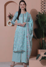 Load image into Gallery viewer, Sky Blue Satin Palazzo Suit
