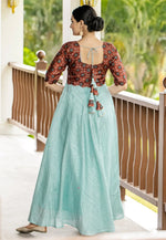 Load image into Gallery viewer, Sky Blue Satin Silk Gown
