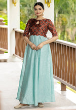 Load image into Gallery viewer, Sky Blue Satin Silk Gown
