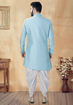 Load image into Gallery viewer, Sky Blue Silk Dhoti Sherwani
