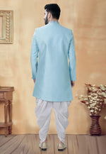 Load image into Gallery viewer, Sky Blue Silk Dhoti Sherwani
