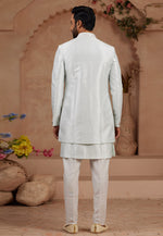 Load image into Gallery viewer, Sky Blue Silk Jacket Style Sherwani
