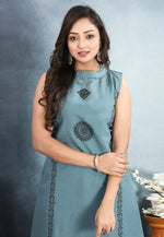 Load image into Gallery viewer, Sky Blue Silk Kurta Set With Palazzo
