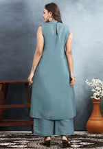 Load image into Gallery viewer, Sky Blue Silk Kurta Set With Palazzo
