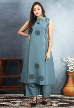 Load image into Gallery viewer, Sky Blue Silk Kurta Set With Palazzo
