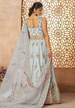 Load image into Gallery viewer, Sky Blue Silk Lehenga Choli For Wedding
