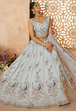 Load image into Gallery viewer, Sky Blue Silk Lehenga Choli For Wedding
