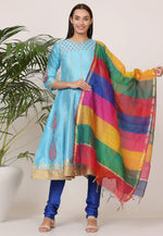 Load image into Gallery viewer, Sky Blue Silk Readymade Churidar Suit
