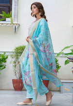 Load image into Gallery viewer, Sky Blue Silk Readymade Pakistani Suit
