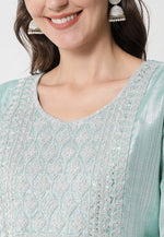 Load image into Gallery viewer, Sky Blue Silk Readymade Pant Style Suit
