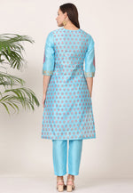 Load image into Gallery viewer, Sky Blue Silk Readymade Pant Style Suit
