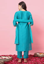 Load image into Gallery viewer, Sky Blue Silk Readymade Pant Style Suit
