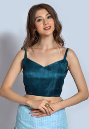 Sky Blue Silk Saree With Blouse