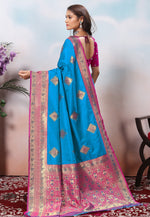 Load image into Gallery viewer, Sky Blue Silk Saree With Blouse
