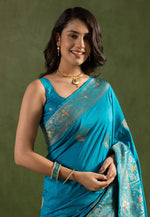 Load image into Gallery viewer, Sky Blue Silk Saree With Blouse

