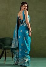 Load image into Gallery viewer, Sky Blue Silk Saree With Blouse
