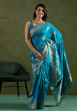 Load image into Gallery viewer, Sky Blue Silk Saree With Blouse
