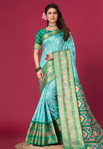 Load image into Gallery viewer, Sky Blue Silk Satin Patola Saree