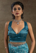 Load image into Gallery viewer, Sky Blue Tissue Saree With Blouse
