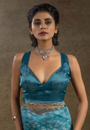 Sky Blue Tissue Saree With Blouse