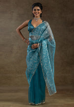 Load image into Gallery viewer, Sky Blue Tissue Saree With Blouse
