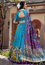 Load image into Gallery viewer, Sky Blue Tussar Silk Circular Lehenga Choli
