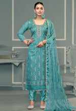 Load image into Gallery viewer, Sky Blue Viscose Pant Style Suit
