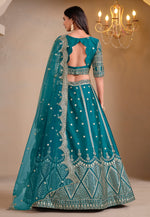 Load image into Gallery viewer, Teal Art Silk Circular Lehenga Choli
