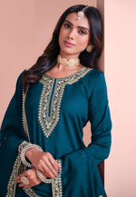 Load image into Gallery viewer, Teal Art Silk Gharara Suit

