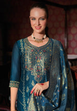 Load image into Gallery viewer, Teal Banarasi Jacquard Readymade Pakistani Suit
