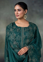 Load image into Gallery viewer, Teal Chiffon Embroidered Straight Suit
