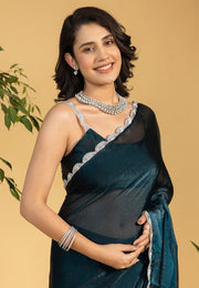 Teal Chiffon Lehenga Saree