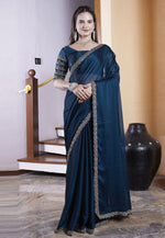 Load image into Gallery viewer, Teal Chiffon Saree With Blouse

