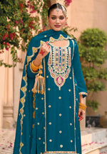 Load image into Gallery viewer, Teal Chinon Palazzo Suit
