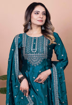 Load image into Gallery viewer, Teal Chinon Readymade Pakistani Suit
